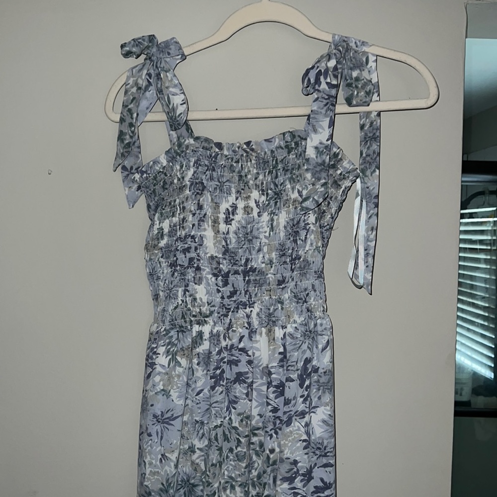 Blue and white maxi dress